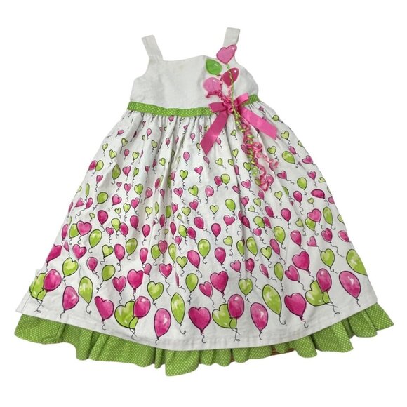 Girls -‎ 2 Sundresses - White Dresses with Floral & Balloon Designs - Size 4T - Picture 2 of 12